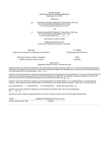 Miniature Timberland Bancorp 10-Q Rapport trimestriel 2013 