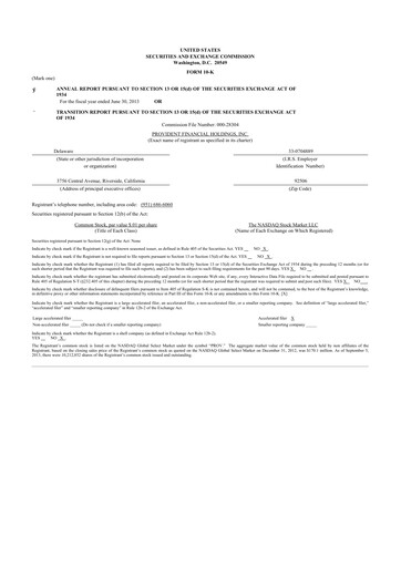 Thumbnail Provident Financial Holdings 10-K Annual Report 2013