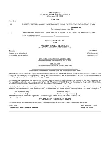 Thumbnail Provident Financial Holdings 10-Q Quarterly Report FY2014 