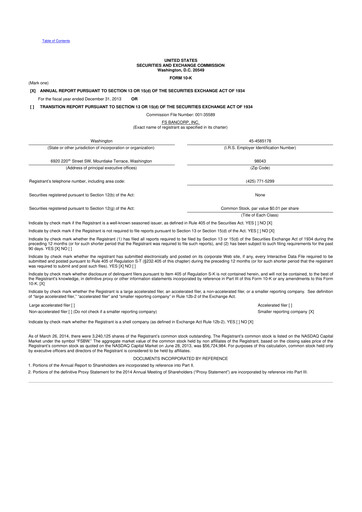 Thumbnail FS Bancorp 10-K Annual Report 2013