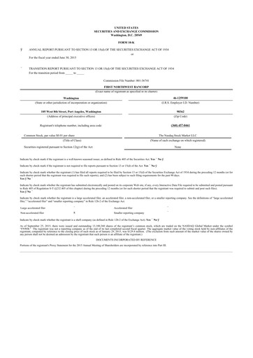 Vorschaubild First Northwest Bancorp 10-K Jahresbericht 2015