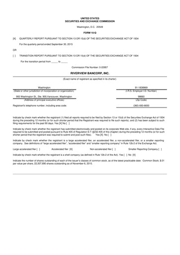 Thumbnail Riverview Bancorp 10-Q Quarterly Report FY2016 