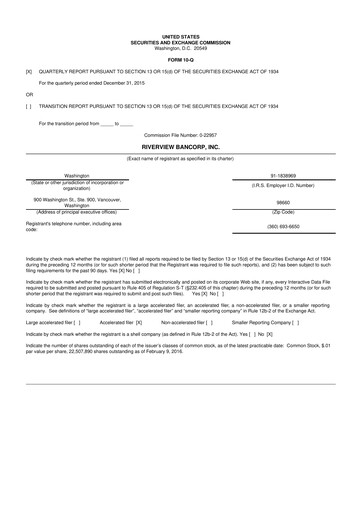 Thumbnail Riverview Bancorp 10-Q Quarterly Report FY2016 