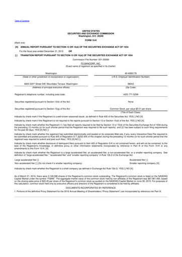 Thumbnail FS Bancorp 10-K Annual Report 2015