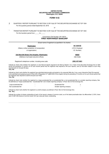 Thumbnail First Northwest Bancorp 10-Q Quarterly Report FY2017 