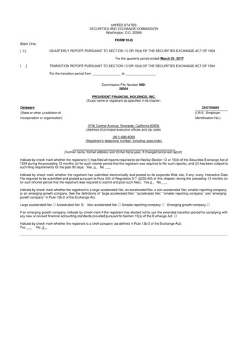 Thumbnail Provident Financial Holdings 10-Q Quarterly Report FY2017 