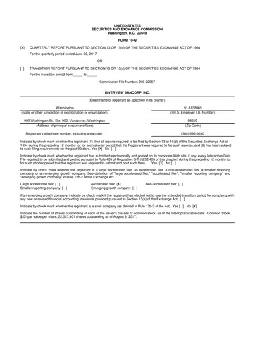 Thumbnail Riverview Bancorp 10-Q Quarterly Report FY2018 