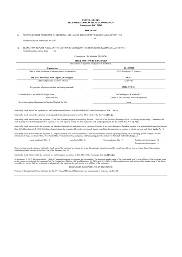 Vorschaubild First Northwest Bancorp 10-K Jahresbericht 2017