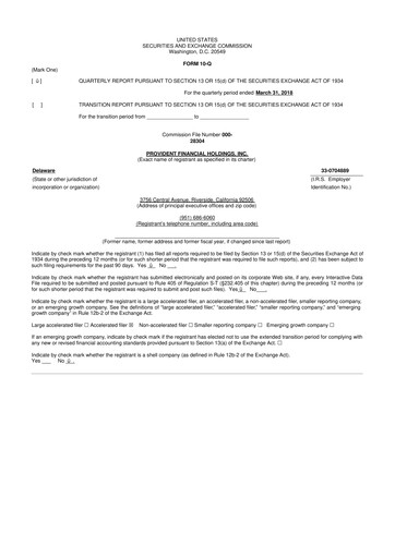 Thumbnail Provident Financial Holdings 10-Q Quarterly Report FY2018 