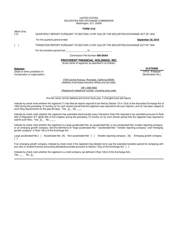 Thumbnail Provident Financial Holdings 10-Q Quarterly Report FY2019 