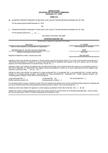 Thumbnail Riverview Bancorp 10-Q Quarterly Report FY2019 