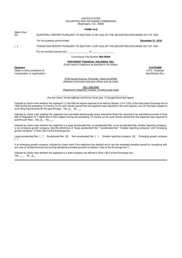 Thumbnail Provident Financial Holdings 10-Q Quarterly Report FY2019 