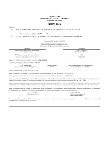 Thumbnail Provident Financial Holdings 10-K Annual Report 2019