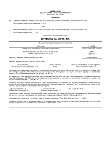 Thumbnail Riverview Bancorp 10-Q Quarterly Report FY2020 