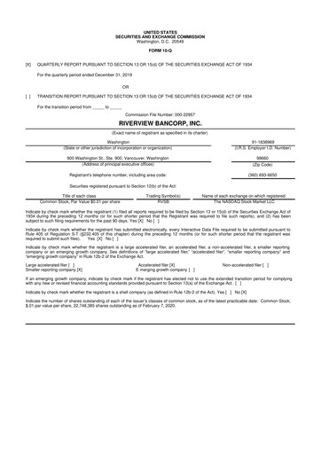 Thumbnail Riverview Bancorp 10-Q Quarterly Report FY2020 