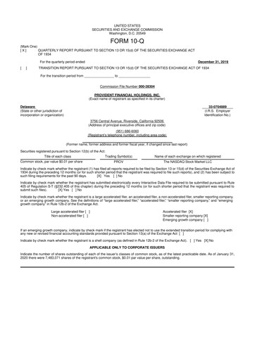 Thumbnail Provident Financial Holdings 10-Q Quarterly Report FY2020 