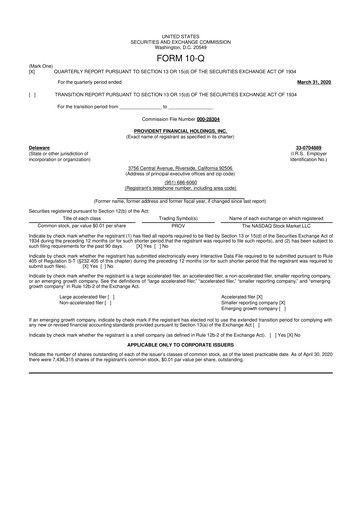 Thumbnail Provident Financial Holdings 10-Q Quarterly Report FY2020 