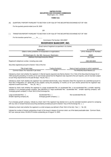 Thumbnail Riverview Bancorp 10-Q Quarterly Report FY2021 