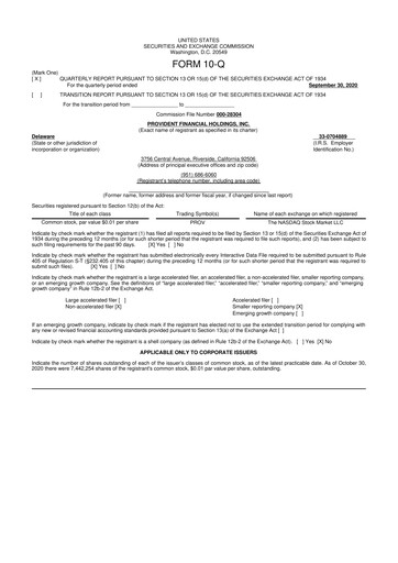 Thumbnail Provident Financial Holdings 10-Q Quarterly Report FY2021 