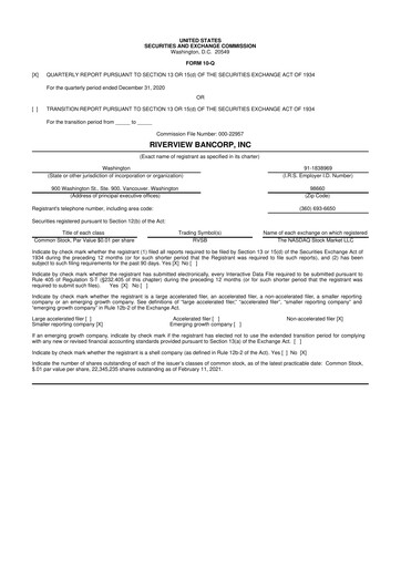 Thumbnail Riverview Bancorp 10-Q Quarterly Report FY2021 