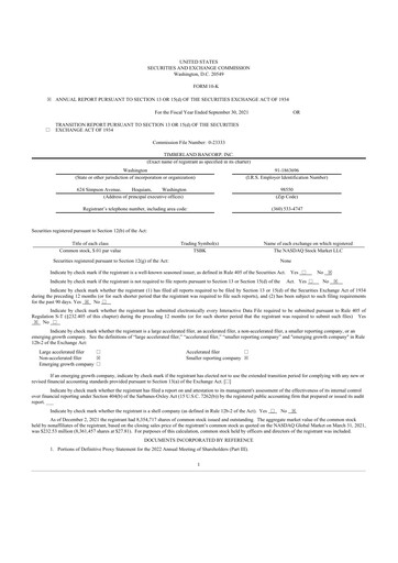 Thumbnail Timberland Bancorp 10-K Annual Report 2021