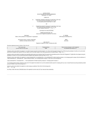 Miniature Timberland Bancorp 10-Q Rapport trimestriel 2022 