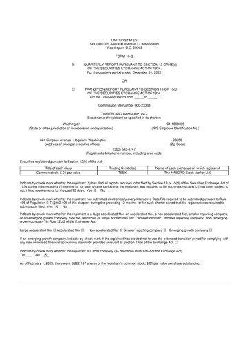 Miniature Timberland Bancorp 10-Q Rapport trimestriel 2023 