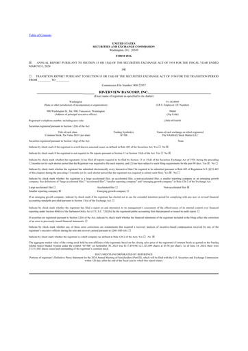 Thumbnail Riverview Bancorp 10-K Annual Report 2024