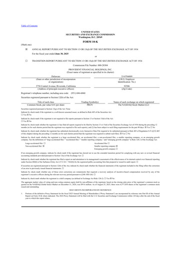 Thumbnail Provident Financial Holdings 10-K Annual Report 2025