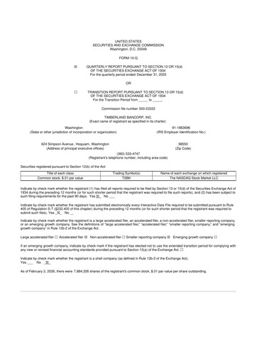 Miniature Timberland Bancorp 10-Q Rapport trimestriel 2026 