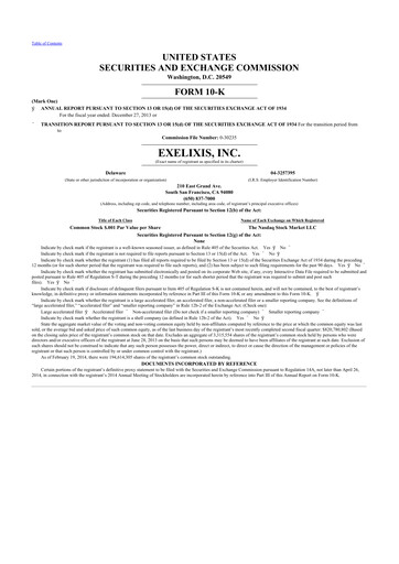 Thumbnail Exelixis 10-K Annual Report 2013