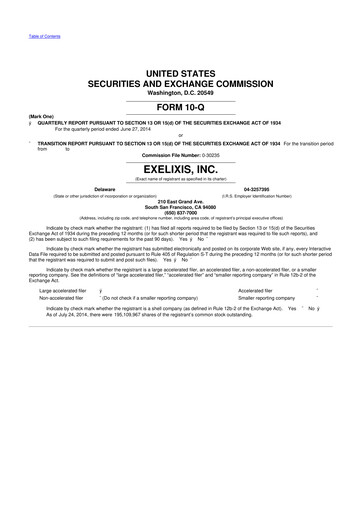 Thumbnail Exelixis 10-Q Quarterly Report FY2014 