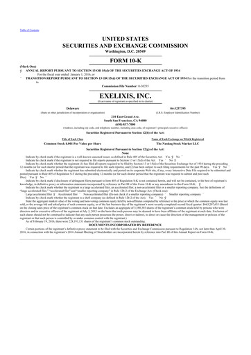 Thumbnail Exelixis 10-K Annual Report 2015