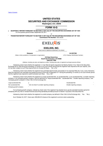 Thumbnail Exelixis 10-Q Quarterly Report FY2017 