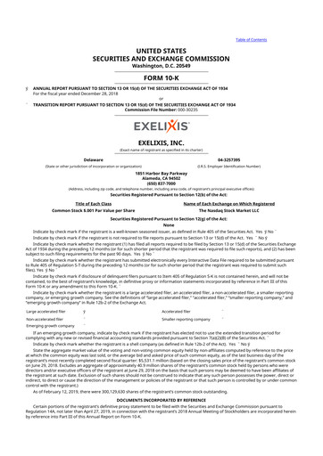 Thumbnail Exelixis 10-K Annual Report 2018