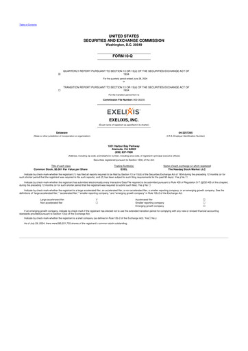 Thumbnail Exelixis 10-Q Quarterly Report FY2024 