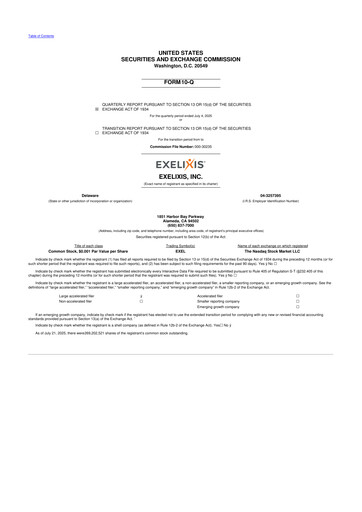 Thumbnail Exelixis 10-Q Quarterly Report FY2025 