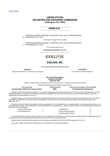 Thumbnail Exelixis 10-Q Quarterly Report FY2026 