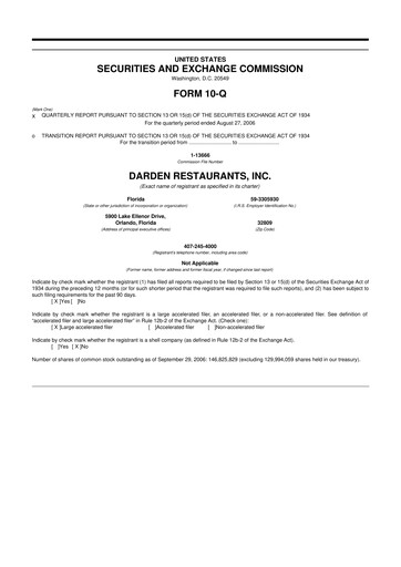 Vorschaubild Darden Restaurants
 10-Q Quartalsbericht  