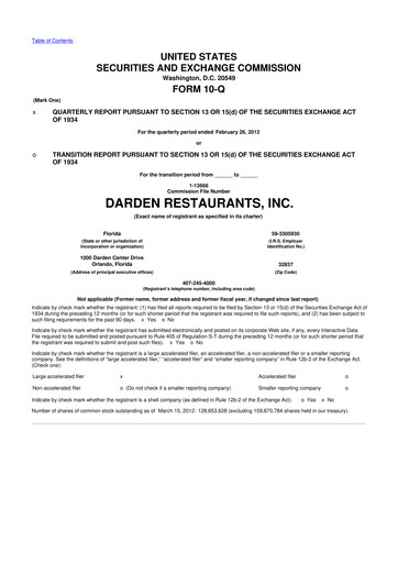 Vorschaubild Darden Restaurants
 10-Q Quartalsbericht 2012 