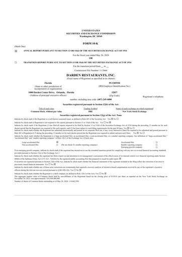 Thumbnail Darden Restaurants
 10-K Annual Report 2024