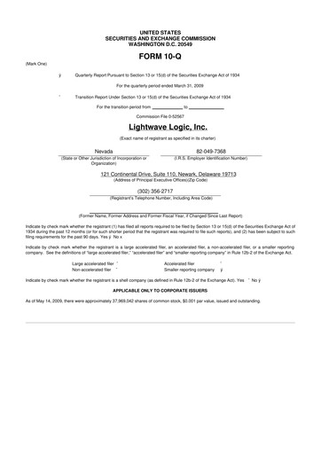 Thumbnail Lightwave Logic 10-Q Quarterly Report FY 