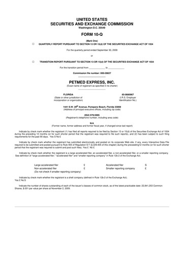 Thumbnail PetMed Express
 10-Q Quarterly Report FY 