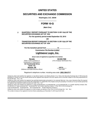 Thumbnail Lightwave Logic 10-Q Quarterly Report FY 