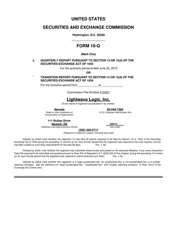 Thumbnail Lightwave Logic 10-Q Quarterly Report FY2012 