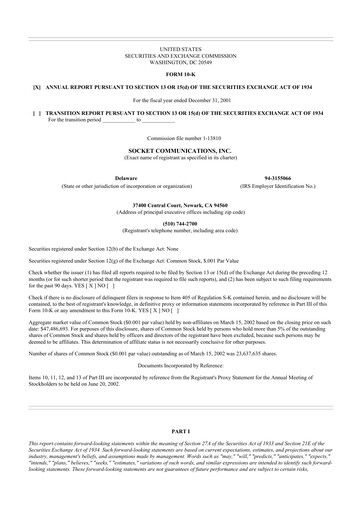 Thumbnail Socket Mobile 10-K Annual Report 