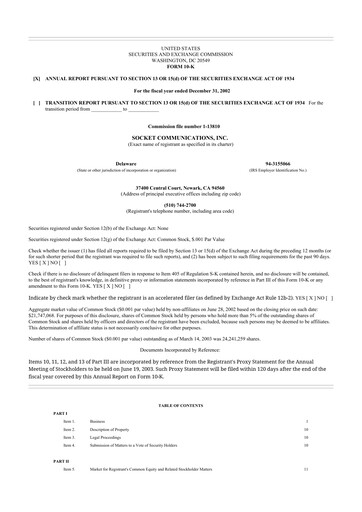 Thumbnail Socket Mobile 10-K Annual Report 