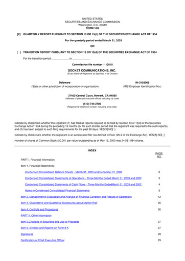 Thumbnail Socket Mobile 10-Q Quarterly Report FY 