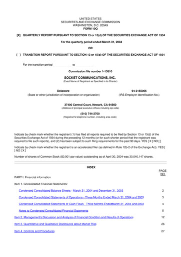 Thumbnail Socket Mobile 10-Q Quarterly Report FY 