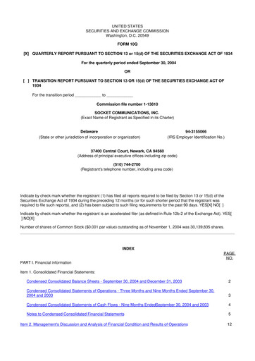 Thumbnail Socket Mobile 10-Q Quarterly Report FY 